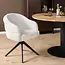 Starfurn Chaise de salle à manger Bella - Blanc cassé - Pieds noirs - Avec accoudoirs
