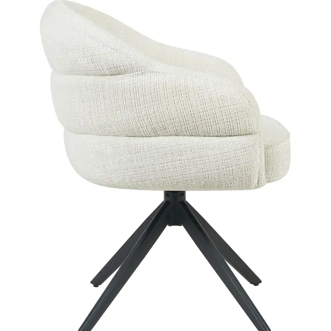 Starfurn Bella Dining Chair - Off-white - Black legs - With armrests