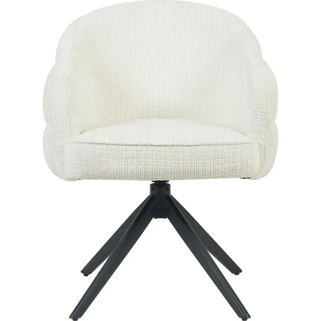 Starfurn Bella Dining Chair - Off-white - Black legs - With armrests
