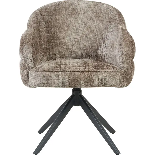 Starfurn Chaise de salle à manger Bella - Argile - Pieds noirs - Avec accoudoirs