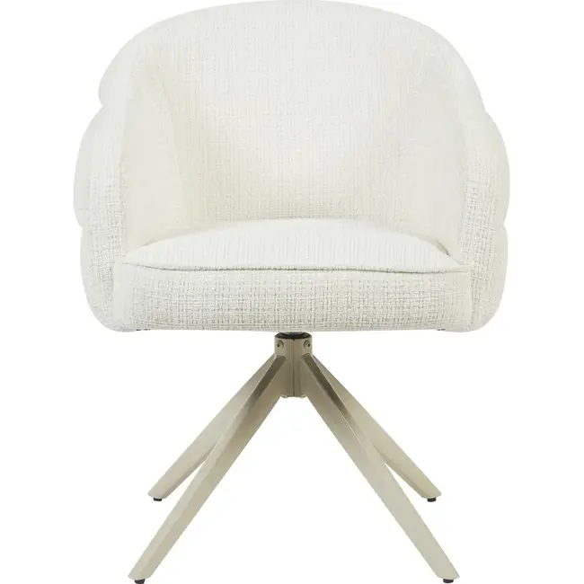 Starfurn Chaise de salle à manger Bella - Blanc cassé - Pieds couleur sable - Avec accoudoirs