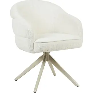 Starfurn Bella Dining Chair - Off-white - Sand-colored legs - With armrests