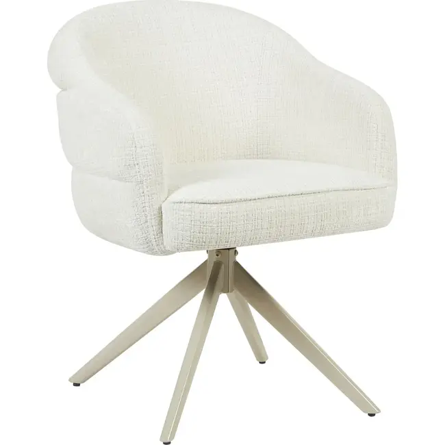 Starfurn Bella Dining Chair - Off-white - Sand-colored legs - With armrests