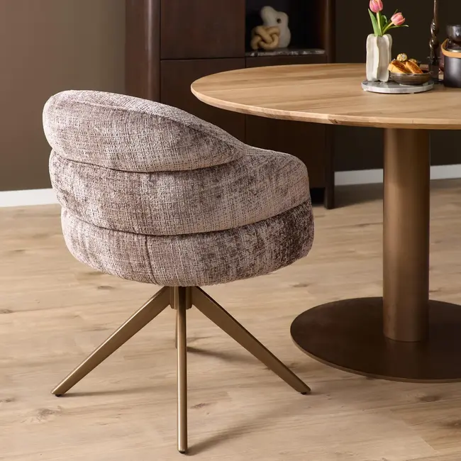 Starfurn Bella Dining Chair - Clay - Bronze Legs - With Armrests
