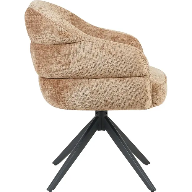 Starfurn Chaise de salle à manger Bella - Cannelle - Pieds noirs - Avec accoudoirs