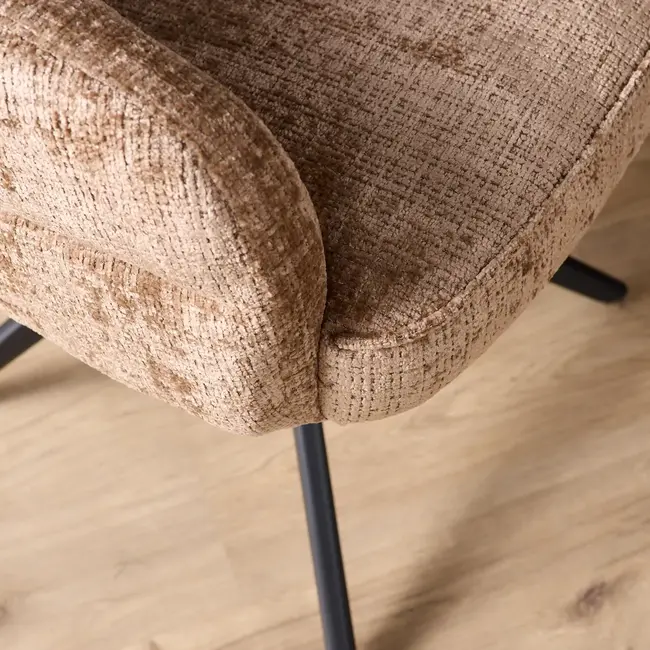 Starfurn Bella Dining Chair - Cinnamon - Black Legs - With Armrests