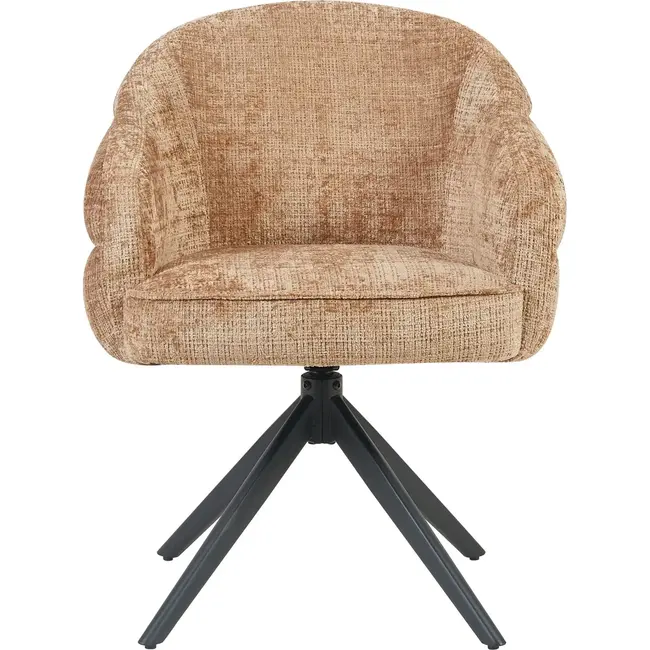 Starfurn Chaise de salle à manger Bella - Cannelle - Pieds noirs - Avec accoudoirs
