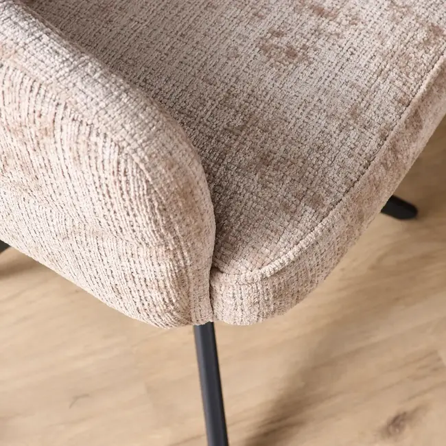 Starfurn Bella Esszimmerstuhl – Beige – Schwarze Beine – Mit Armlehnen