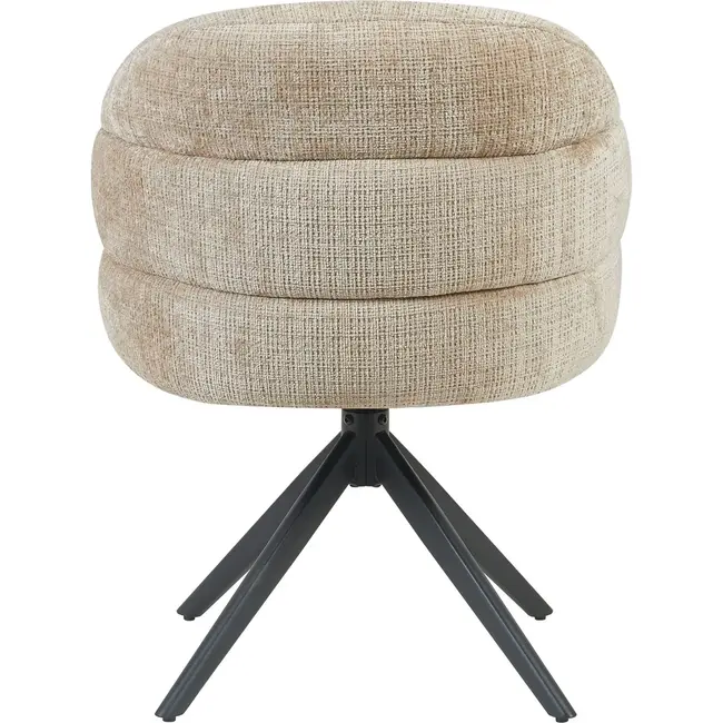 Starfurn Chaise de salle à manger Bella - Beige - Pieds noirs - Avec accoudoirs