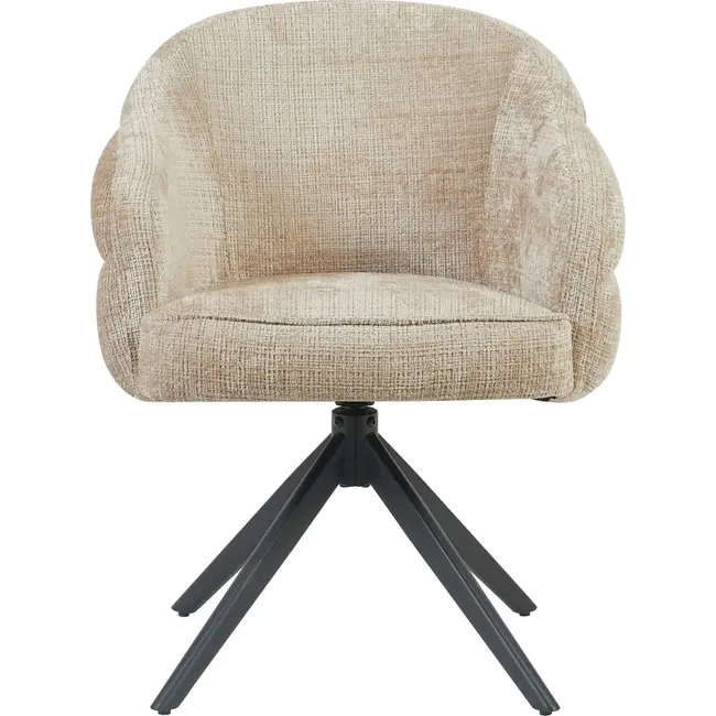 Starfurn Chaise de salle à manger Bella - Beige - Pieds noirs - Avec accoudoirs