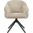 Starfurn Eetkamerstoel Bella - Beige - Zwarte poot - Met armleuning