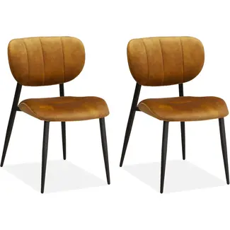 MX Sofa Chaise de salle à manger Jona - Cognac (lot de 2 chaises)