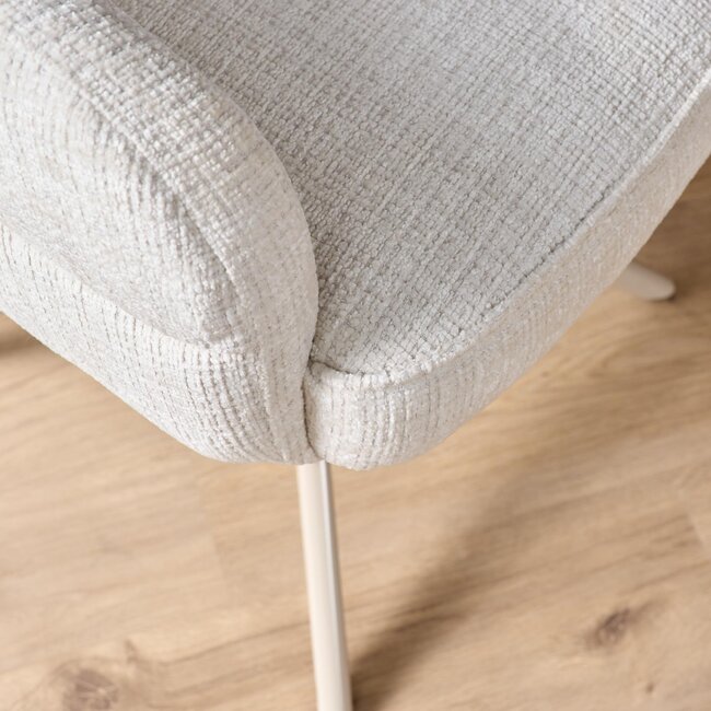 Starfurn Bella Dining Chair - Off-white - Sand-colored legs - With armrests