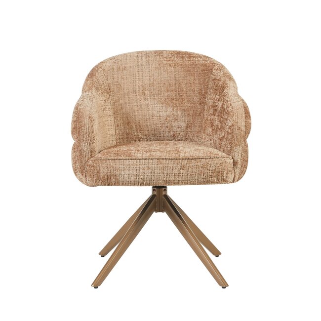 Starfurn Chaise de salle à manger Bella | Cannelle | Piètement bronze | Avec accoudoirs