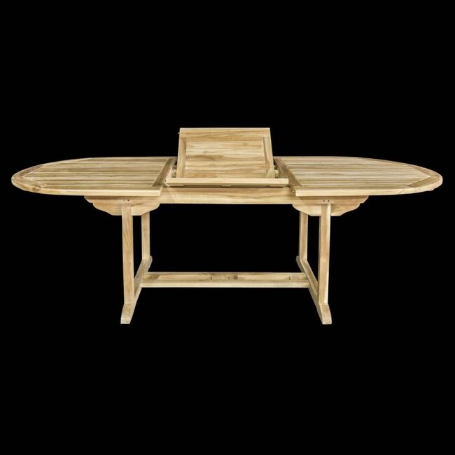 Decomeubel Owalny rozkładany stół ogrodowy z drewna tekowego 180-240 cm