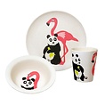 Zuperzozial Bamboo food set - Hungry Flamingo set / 3