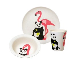 Zuperzozial Bamboe eetset - Hungry Flamingo set/3