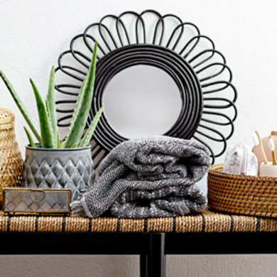 Bloomingville Bloomingville mirror black cane large