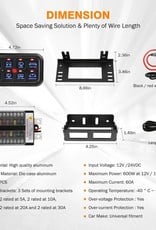 Auxbeam 8 Gang Led Switch Panel kit Automatic Dimmable Universal(Two-Sided Outlet) Blue