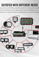 Auxbeam 8 Gang Led Switch Panel kit Automatic Dimmable Universal(One-Sided Outlet) Green