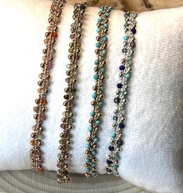 Macrameearmband in 925 Silber und 925 Silber vergoldet