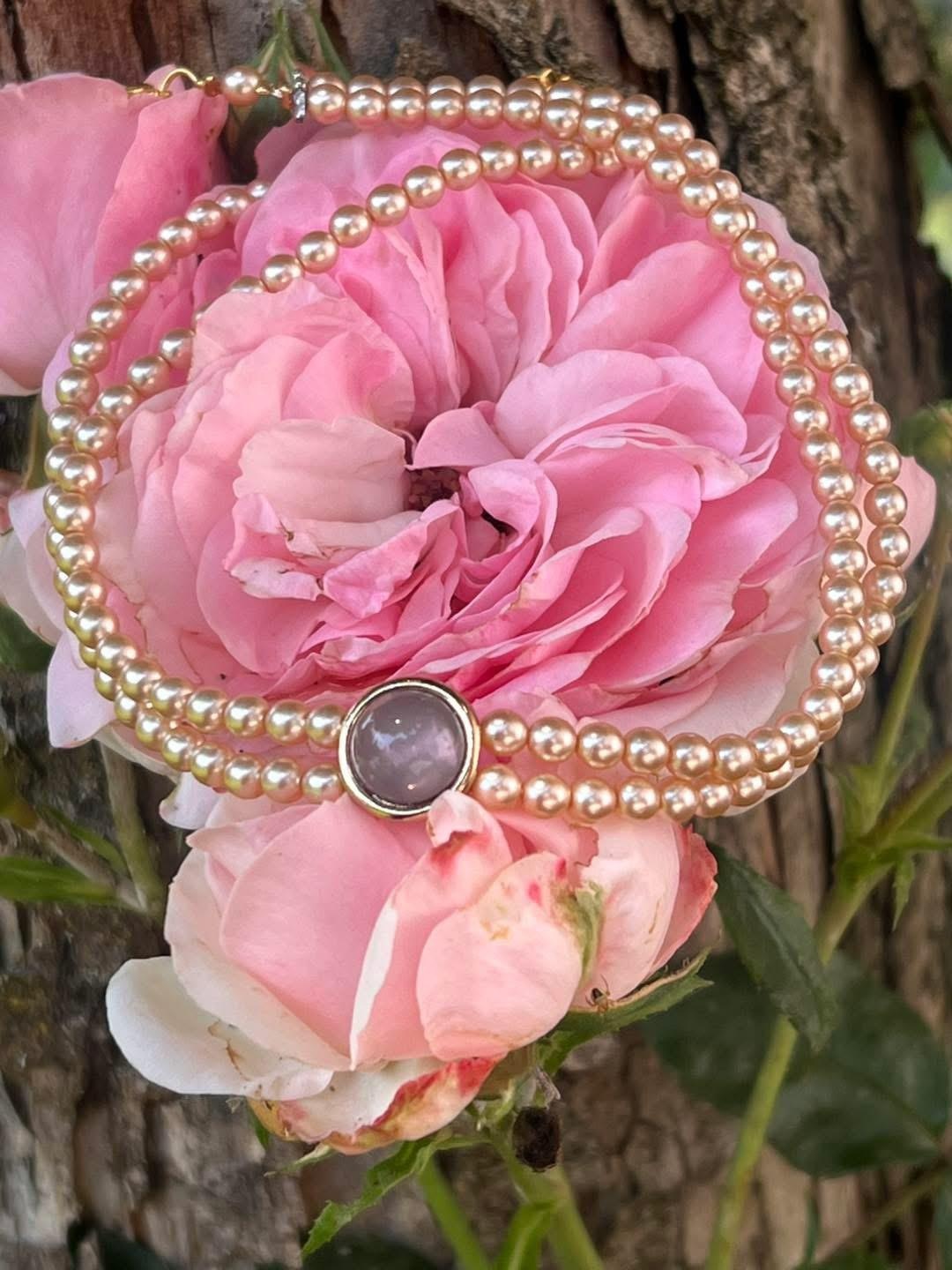 Kropfkette zweireihig rose