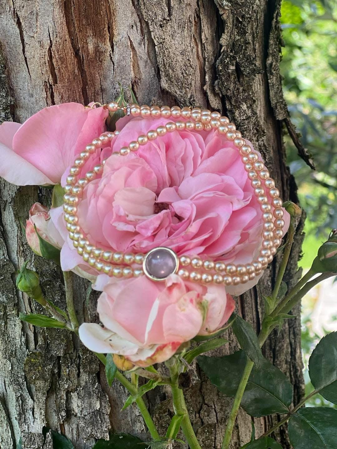 Kropfkette zweireihig rose