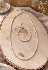 Süßwasserpelenkette mit 925 Silber Goldelementen