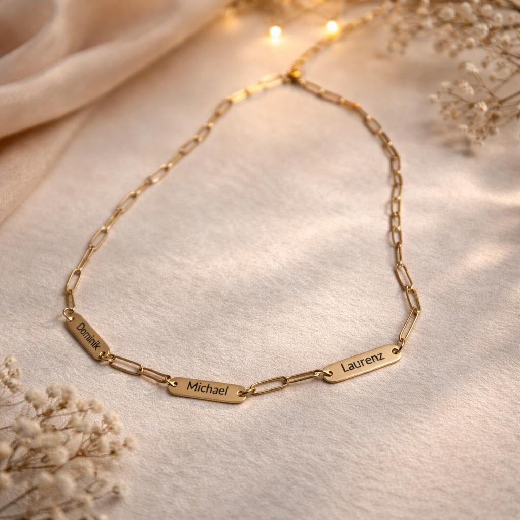 Paperclipkette individuell gravierbar