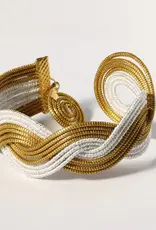 Armreif breit gold/weiß