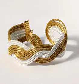 Armreif breit gold/weiß