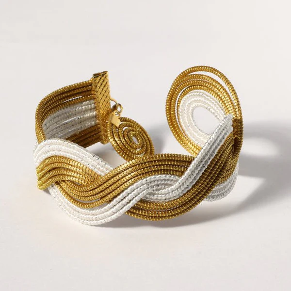 Armreif breit gold/weiß