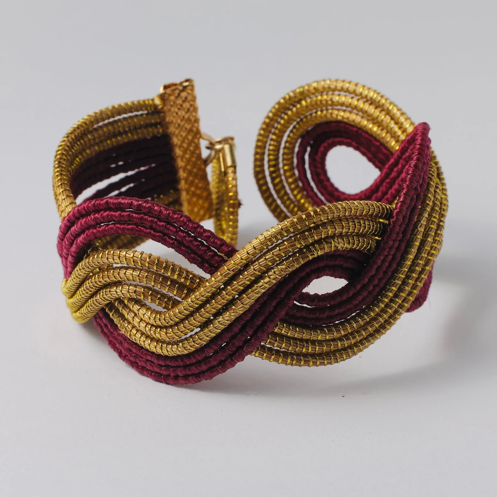 Armreif breit gold/weiß