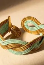 Armreif breit gold/weiß