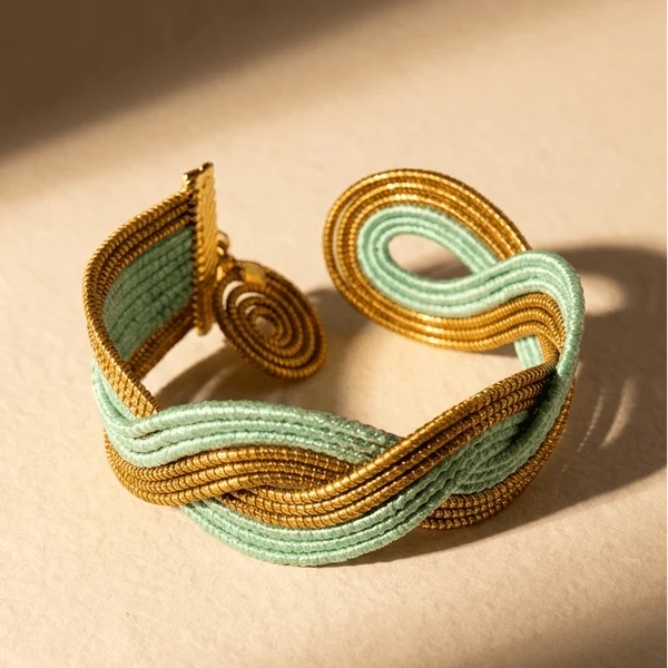 Armreif breit gold/weiß