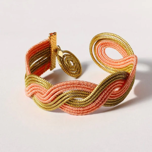 Armreif breit gold/weiß