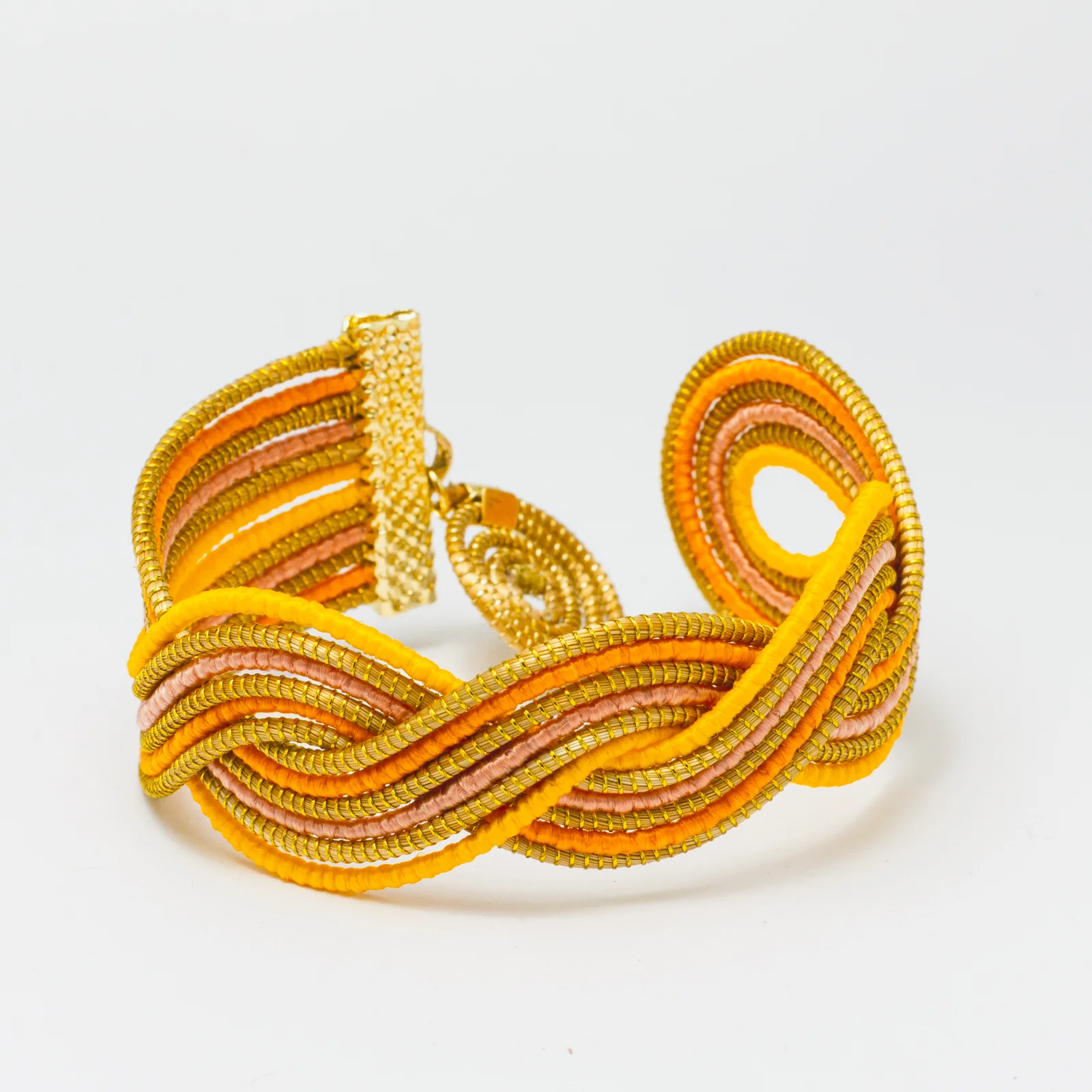 Armreif breit gold/weiß