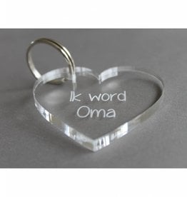 Sleutelhanger hartje "Ik word Oma"