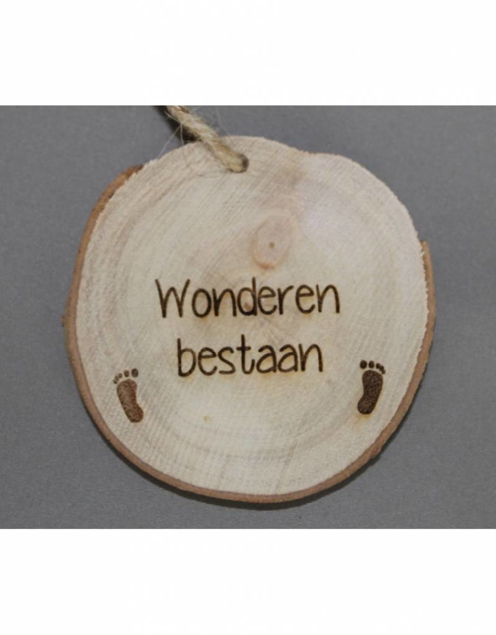 Houten cadeau-label - "Wonderen bestaan"