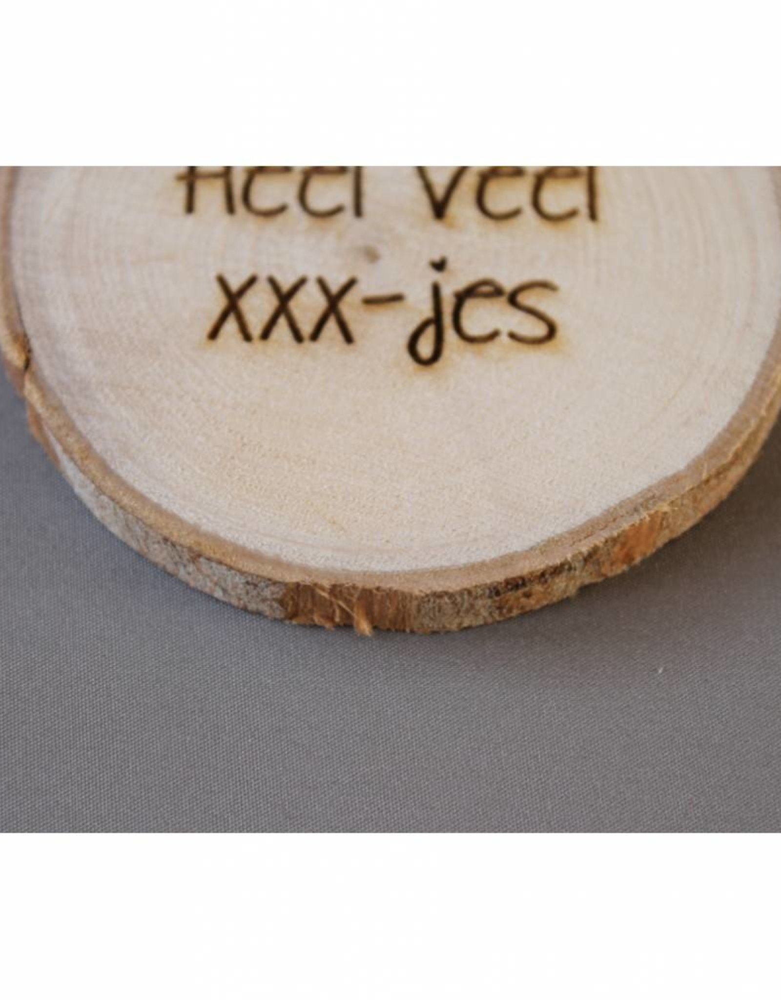 Houten cadeau-label - "Heel veel xxx-jes"