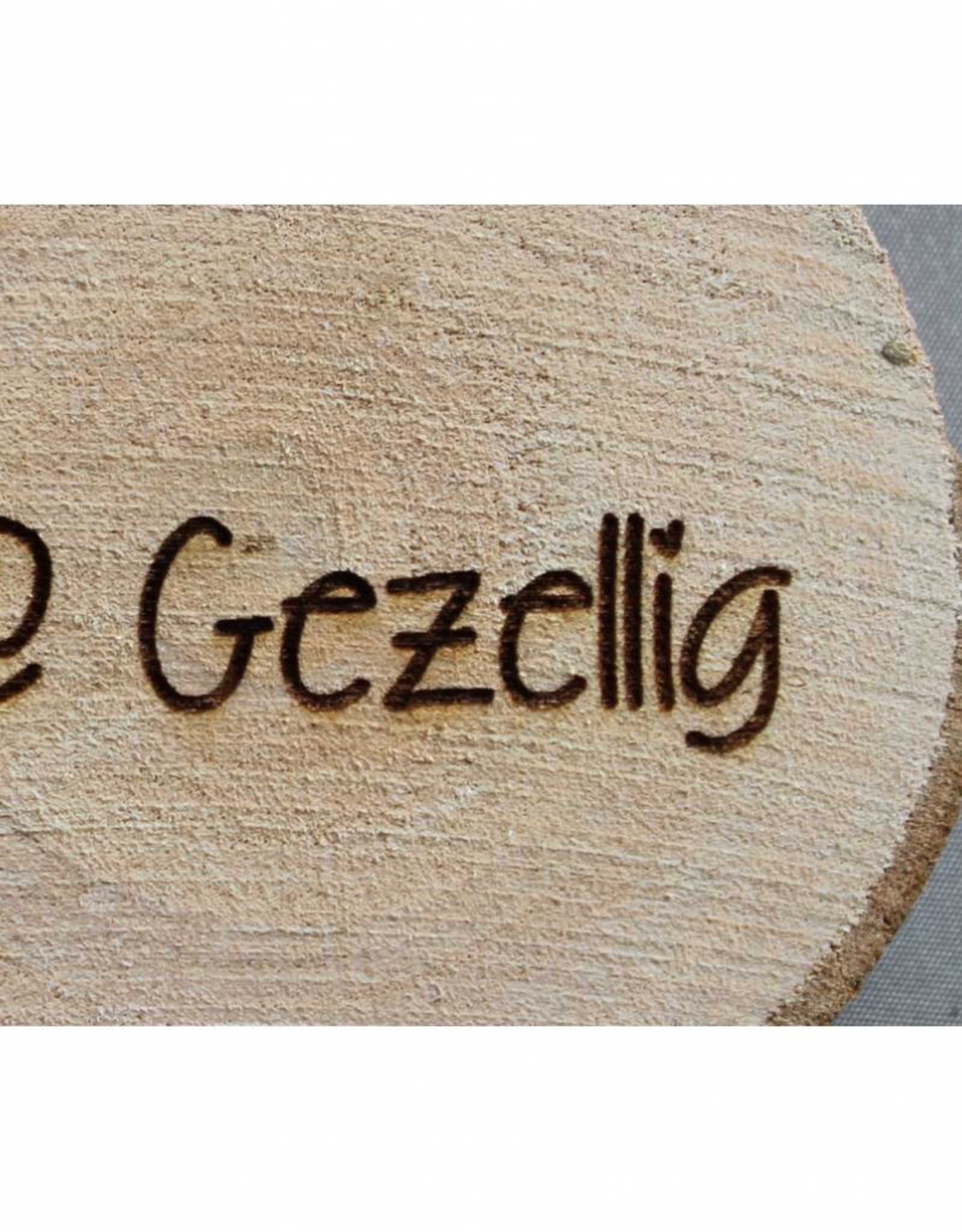 Houten cadeau-label - "@ Gezellig"