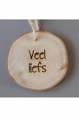 Houten cadeau-label - "Veel liefs"