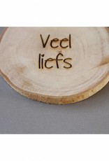 Houten cadeau-label - "Veel liefs"