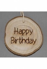 Houten cadeau-label - "Happy birthday"