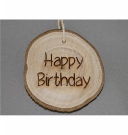 Houten cadeau-label - "Happy birthday"
