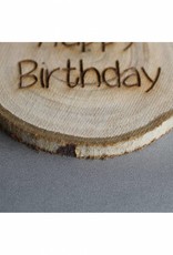 Houten cadeau-label - "Happy birthday"