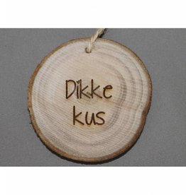 Houten cadeau-label - "Dikke kus"