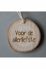 Houten cadeau-label - "Voor de allerliefste"