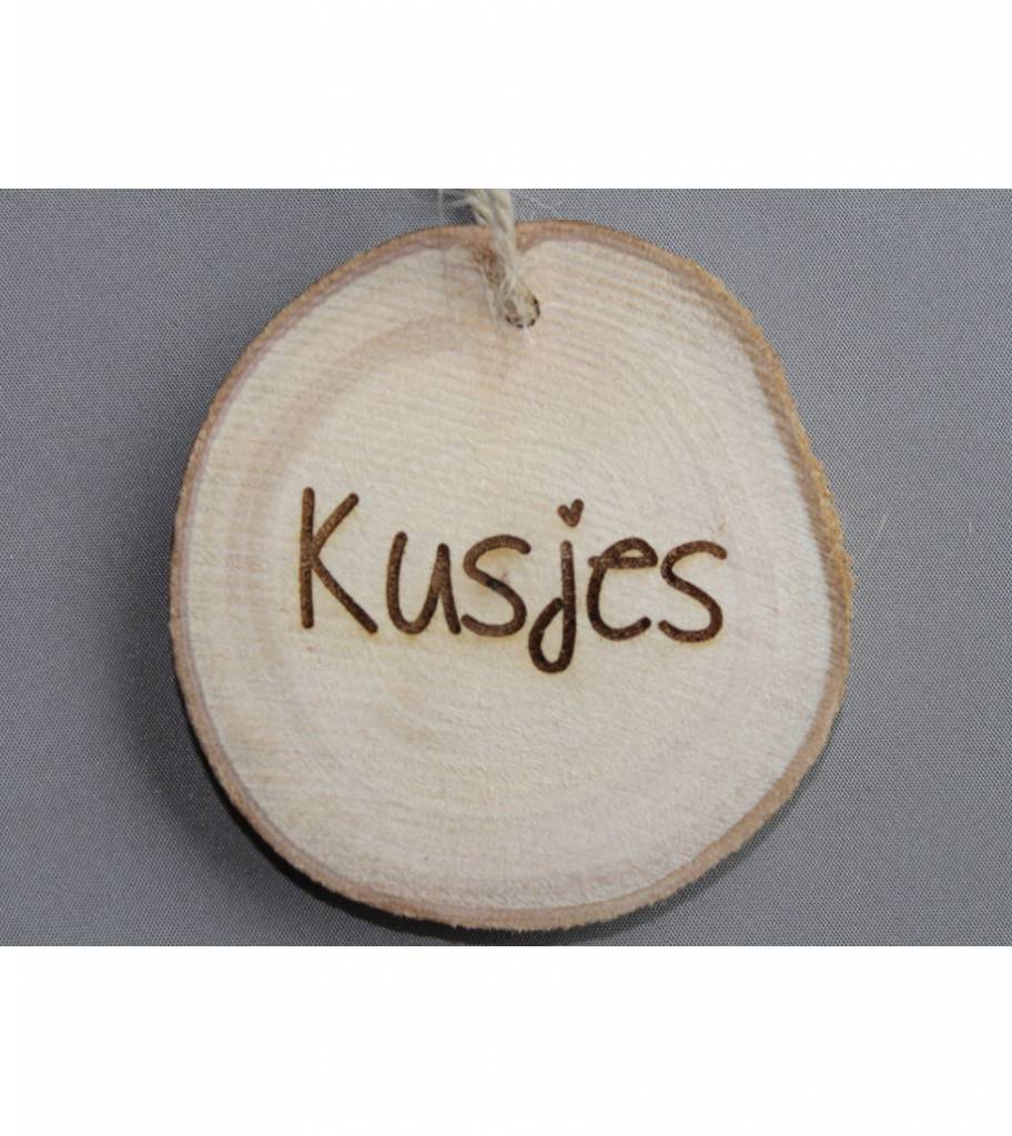 Houten cadeaulabel &quot;Kusjes&quot; Mijn Rouw