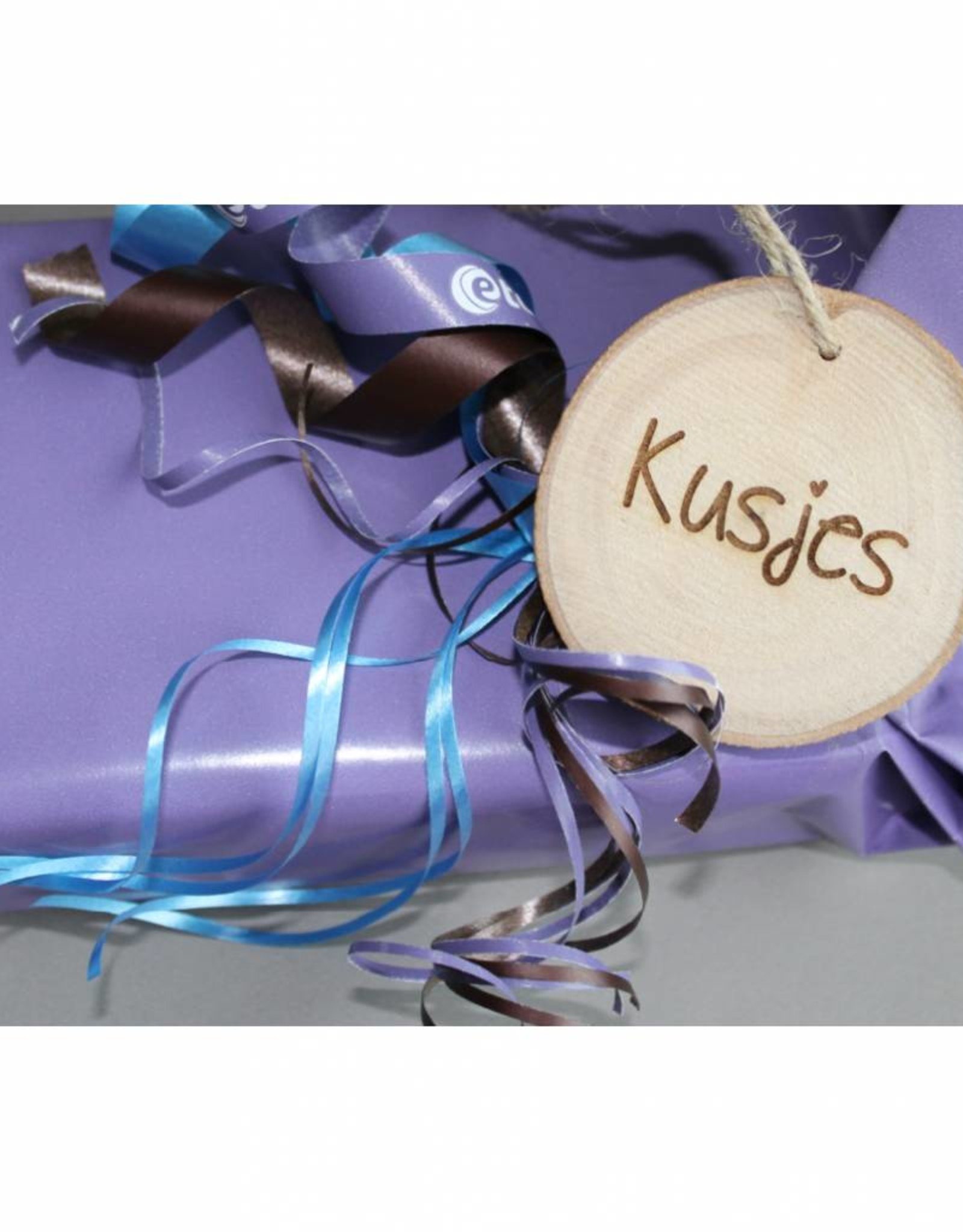 Houten cadeau-label - "Kusjes"